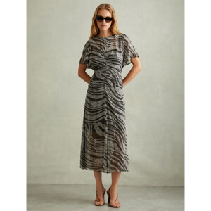 REISS TABITHA Animal Printed Midi Dress